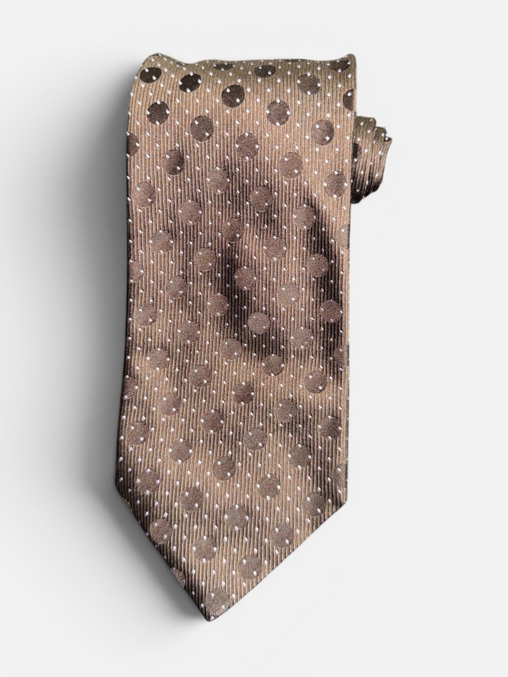 NEW Giorgio Armani mens brown dotted 100% silk luxury neck tie NWT